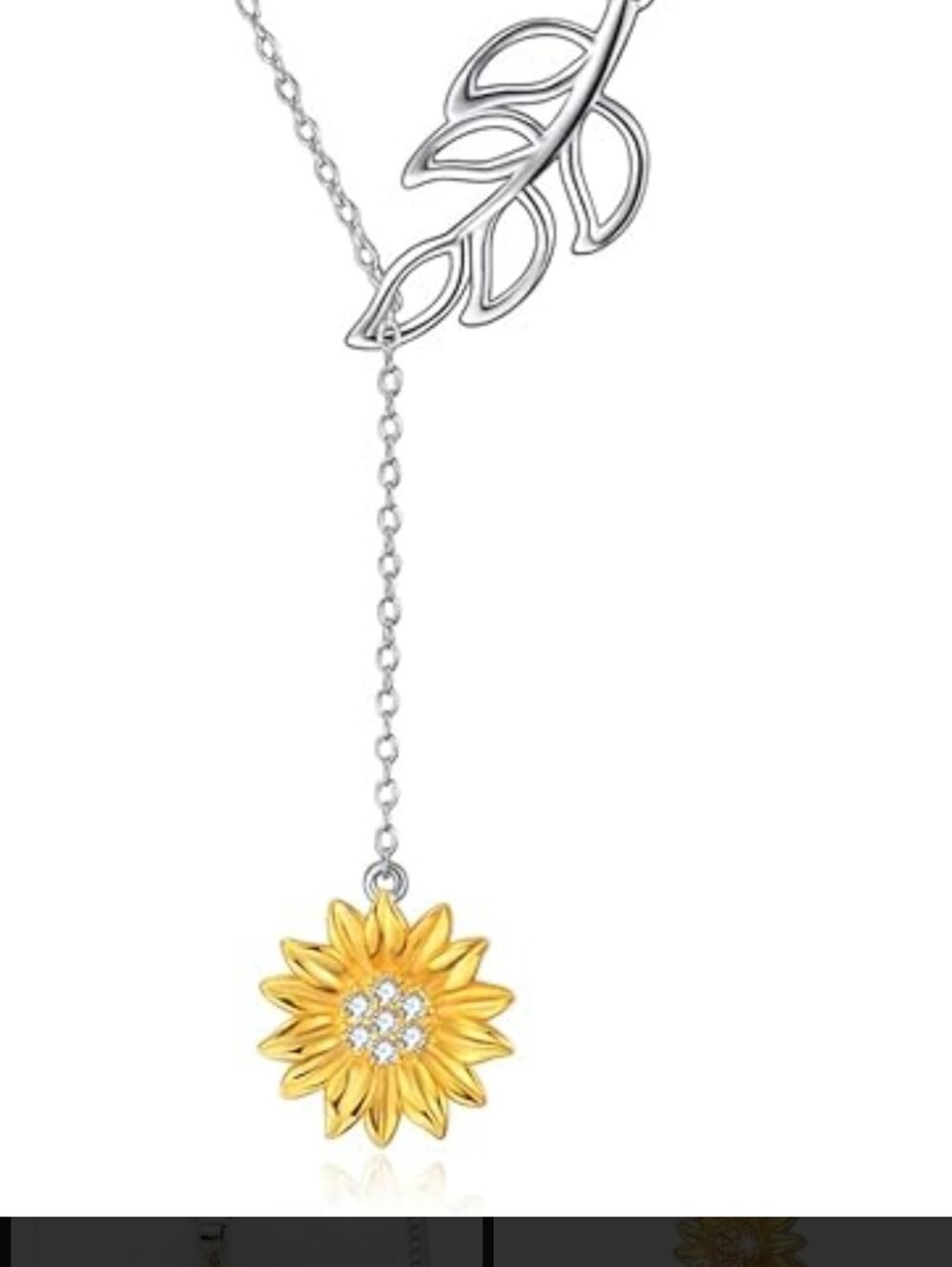 Delicate Two-Tone Sunflower Pendant Necklace - Gold & Silver